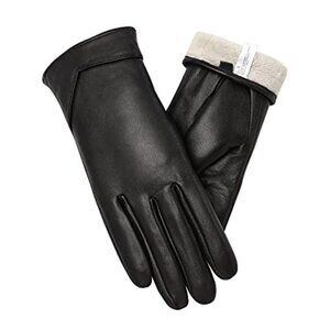 Womens Leather Gloves Touchscreen Winter Driving Warm Full Finger Lambskin Glove